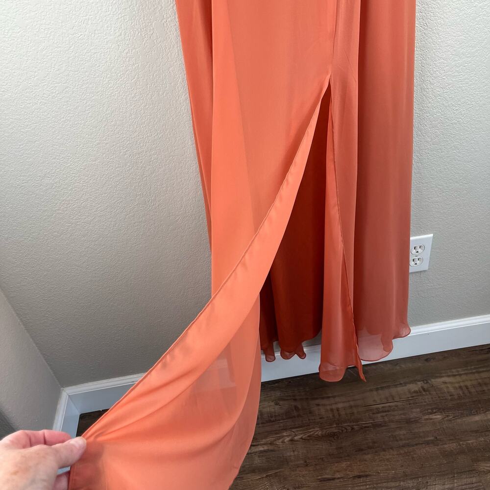 After Six Terracotta Off Shoulder Basque Neck Maxi Dress Evening Gown 8 NWT - Picture 9 of 15